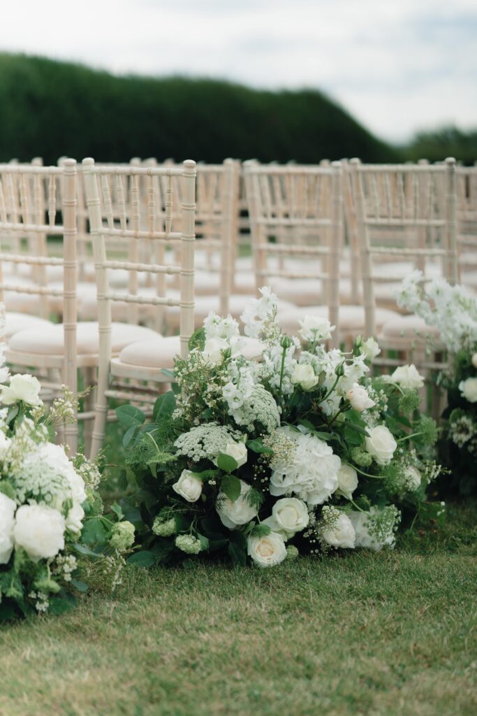 White floral aisle meadows for a Somerley House wedding