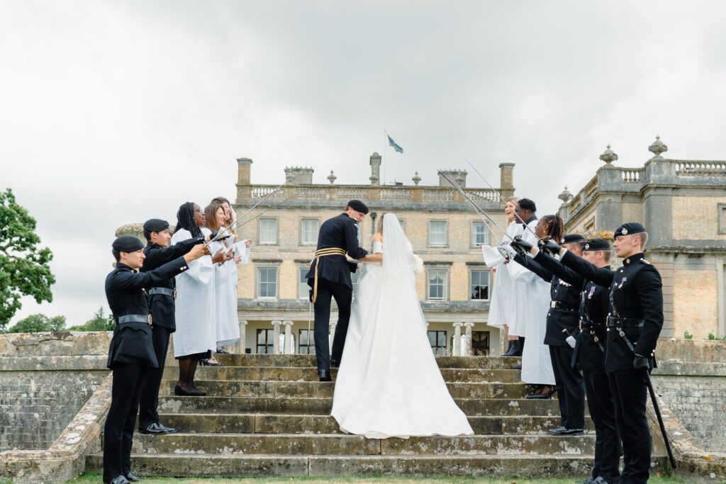 Cici and Hugo's military celebration at their Somerley House wedding