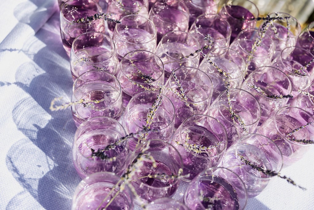 purple cocktails for a summer pastel wedding