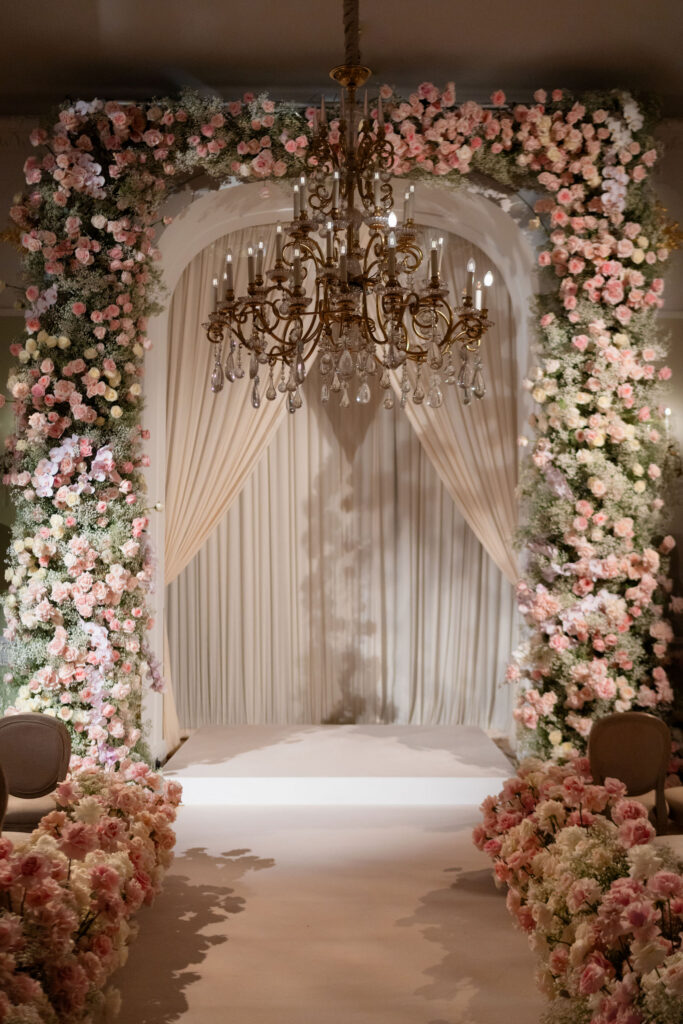 Pink floral wedding ceremony, a short notice wedding planned at Mandarin Oriental by Ella Hartig