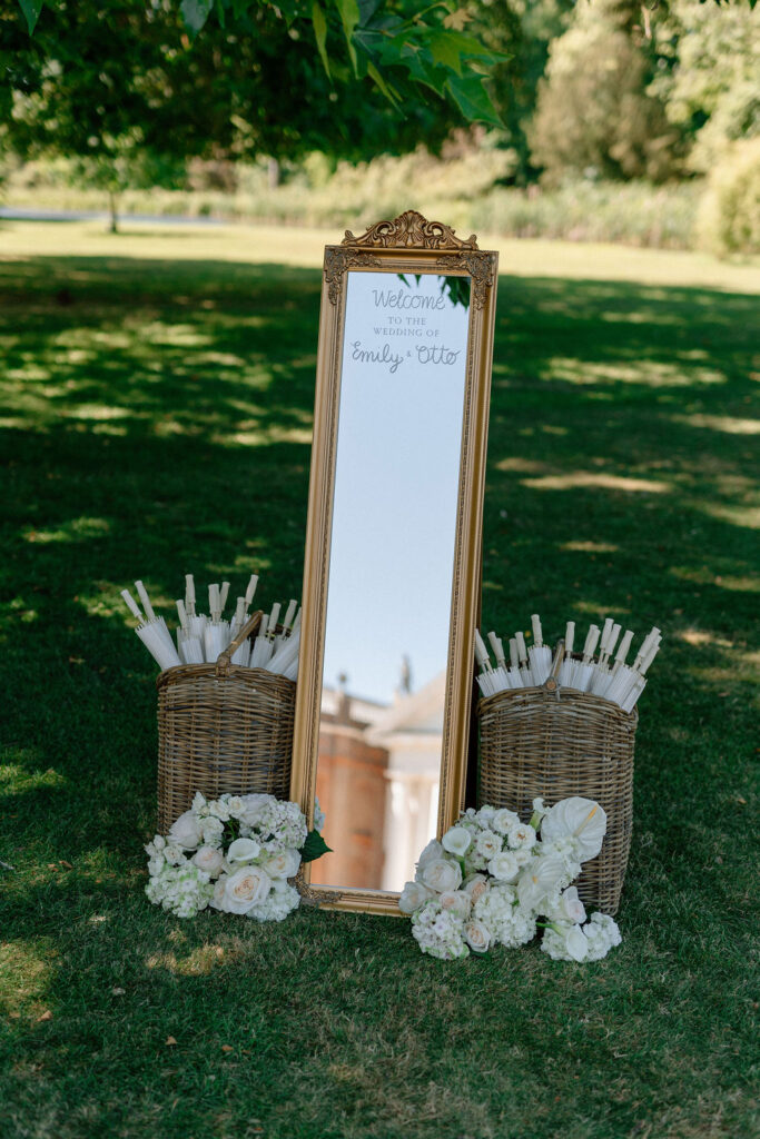 welcome mirror sign wedding