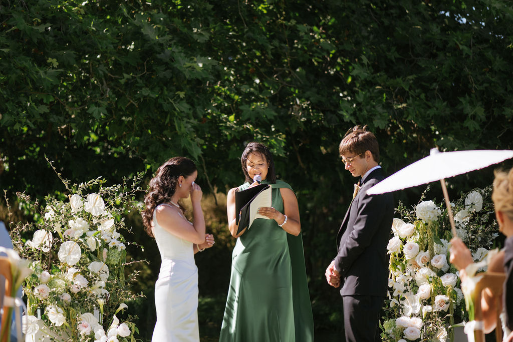 luxury wedding couple at Avington in their emotional wedding ceremony