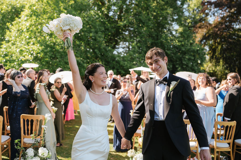 wedding celebrations down the wedding aisle for the couple
